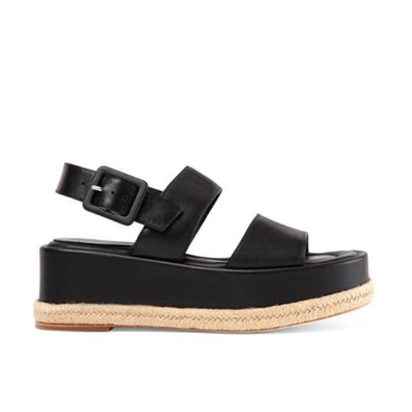 PALOMA BARCELO x ANTHROPOLOGIE Adeline Platform Sandal Black Leather Sz 39 $595 - Picture 1 of 8